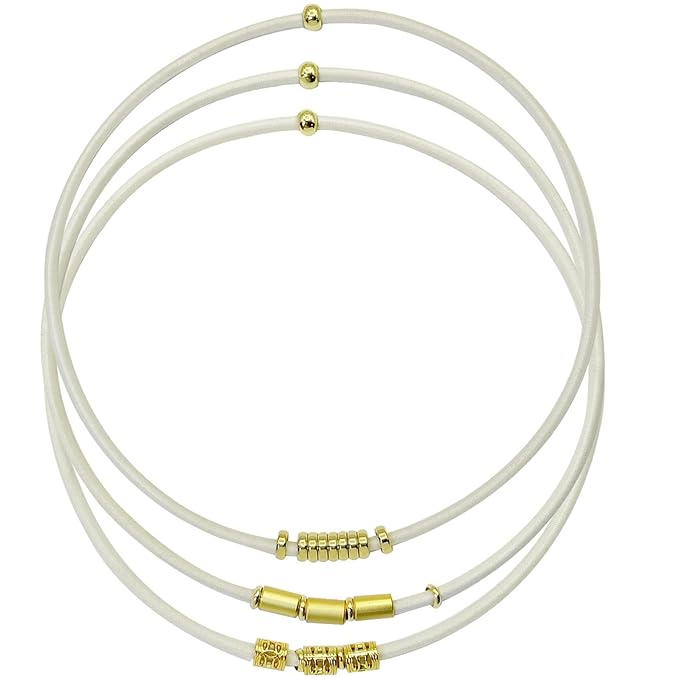 Blonde Extra Large Long Bracelet Hair Ties for Thick Curly Hair,3 Pack 3mm Elastic Ponytail Holders Accessories for Women No Damage Stretchy Pony Tails Bands with Gold Metal Charms Beads