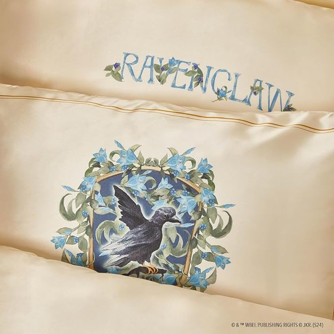 Kitsch x Harry Potter Ravenclaw Satin Pillowcase with Zipper – Double-Sided Crest Design – Better Than Silk Pillowcase – Perfect for Kids Rooms & Toddler Bed Time Pillow Case – Queen/Standard 19x26