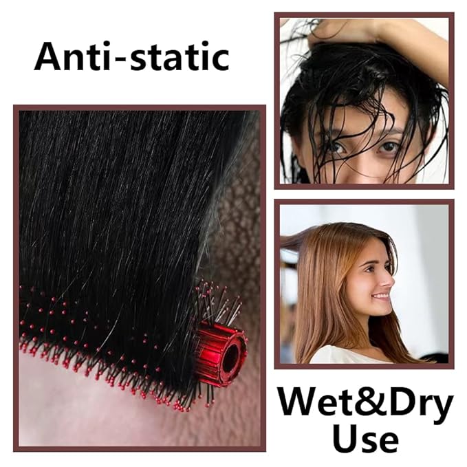 4 Pcs Hair Brush Set, Includes Anti-Static Massage Oval Comb, Detangling Brush, Round Hair Brush, Vented Hair Brush, for Women, Men, and Kids
