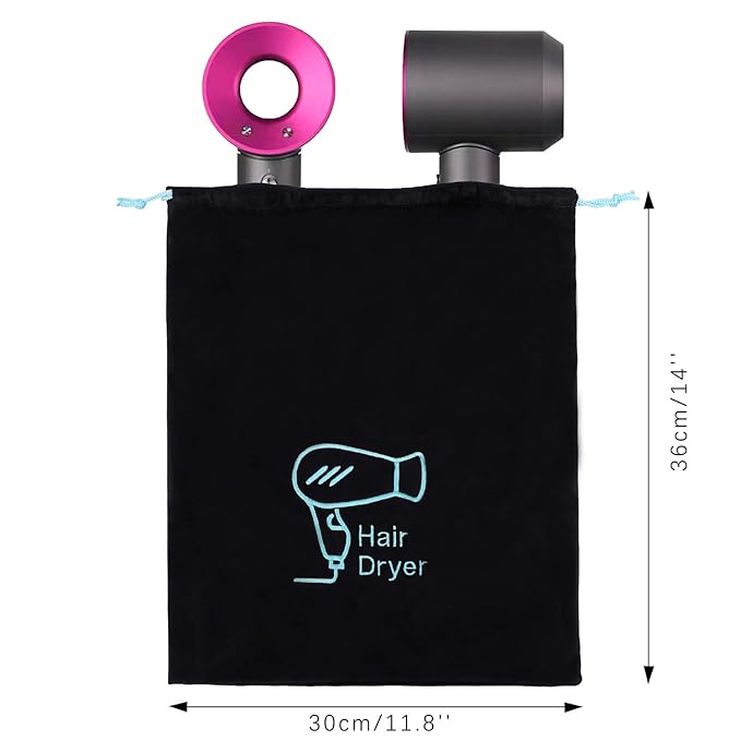 Hair Dryer Bag 11.8’’x 14’’ Storage Organizer Bag For Hairdryer and All Hair Tools With Drawstring, Ideal for Travel, Gym, Hotel or Home Use (Two Packs)