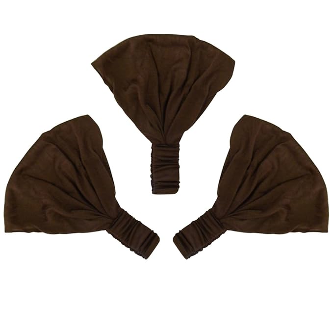 Motique Accessories Set of 3 Wide Cotton Head Band Solid Boho Yoga Style Soft Hairbands - Brown