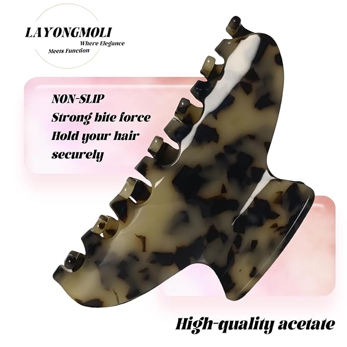 French Hair Claw Clips for Women Grils,4 Inch Strong Hold No Slip Grip Accessories Acetate Material,Not Easily Damaged,Thick or Thin Hair (Beige Tortoiseshell)