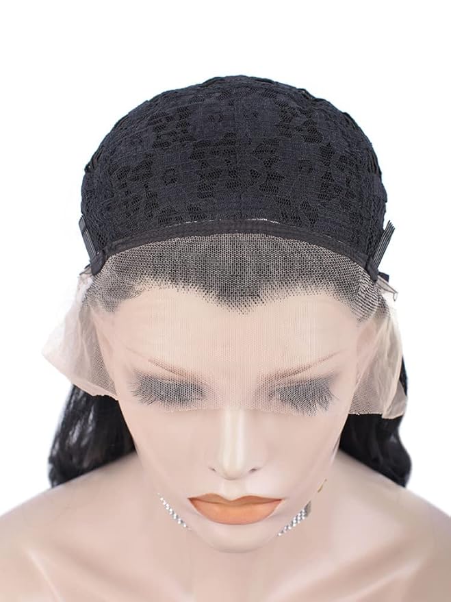 IMSTYLE Short Lace Front Wig Black Synthetic Wig Short Bob Wigs for Women Natural Wavy for Cosplay and Drag Queen