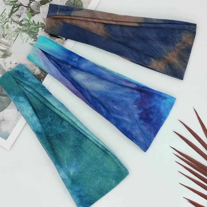 Headbands For Women Workout Wide Headband Yoga Head Bands For Women's Hair Accessories Fashion Band Tie Dye 6 Pack