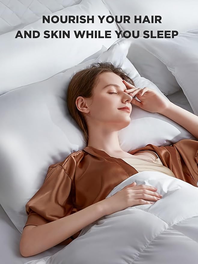 Mulberry Silk Pillowcase for Hair and Skin, SGMSILK 22 Momme Natural Silk Pillow Cases with Zipper, 6A Soft and Smooth Single Sided Pure Silk Pillow Cover (Light Gray, King 20"x36")