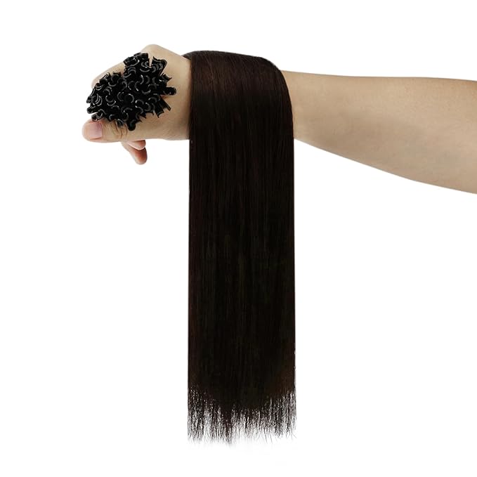 YoungSee Utip Hair Extensions Human Hair Dark Brown 24 Inch U Tip Human Hair Extensions Dark Brown 50s/50g Hot Fusion
