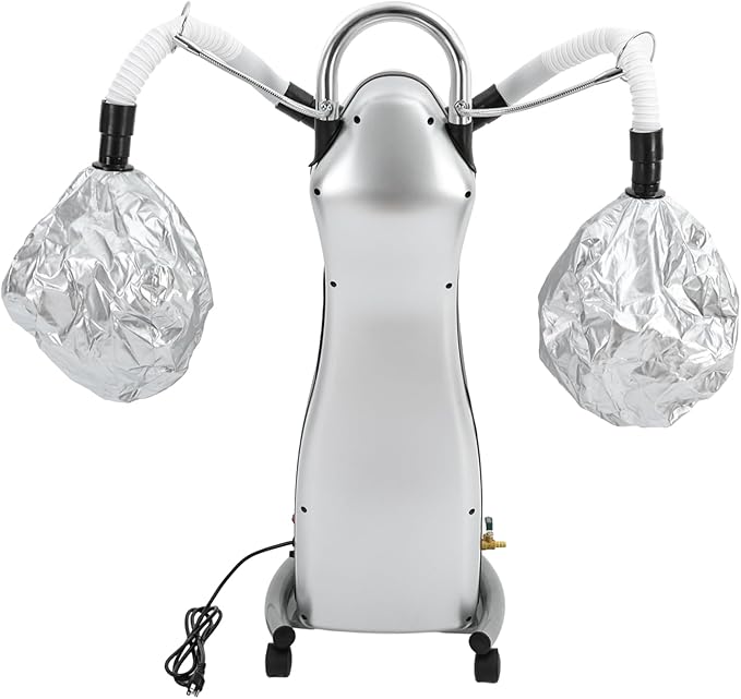 Steamer for Hair Salon,Ozone Micro Mist Hair Steamer, 650W Hair Salon Professional Ozone Hair Steamer Free Standing Color Processor with Dual Caps,Rolling Base for Deep Hair Care Repair, Hair Styling
