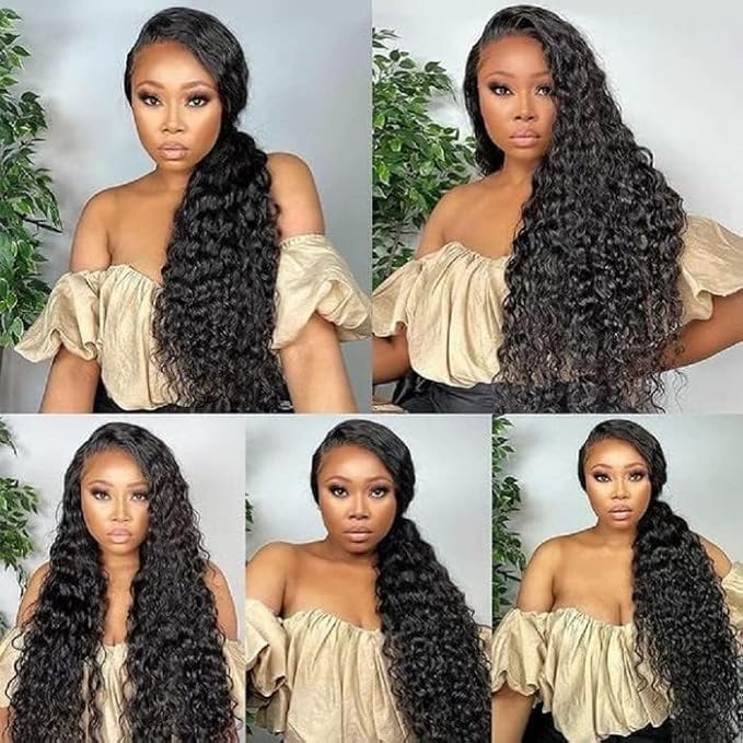 250% Density Deep Wave Human Hair Wig 13x6 Mongolian Lace Front Deep Curly Lace Front Wigs Human Hair Pre Plucked Deep Wave Frontal wig For Black Women Full And Thick (18Inch, 13x6 Wig)