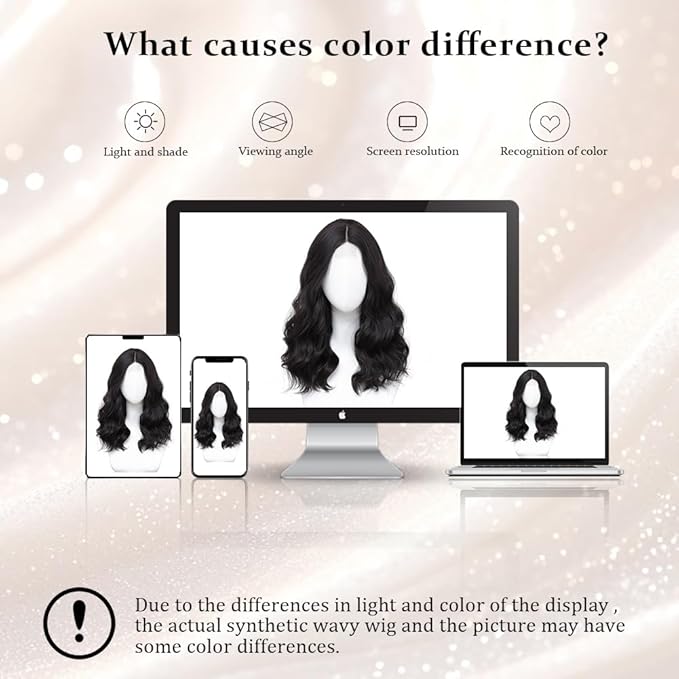 Dark Brown Wig for Women, 18 Inch Middle Part Wavy Curly Wigs Synthetic Heat Resistant Soft deep wave Wig for Women Daily Use (Dark Brown, 18 Inch)