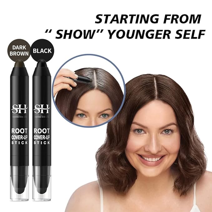 gowwim Root Touch Up Dark Brown, Quick Stick Instant Concealer for Roots and Grays (Black)