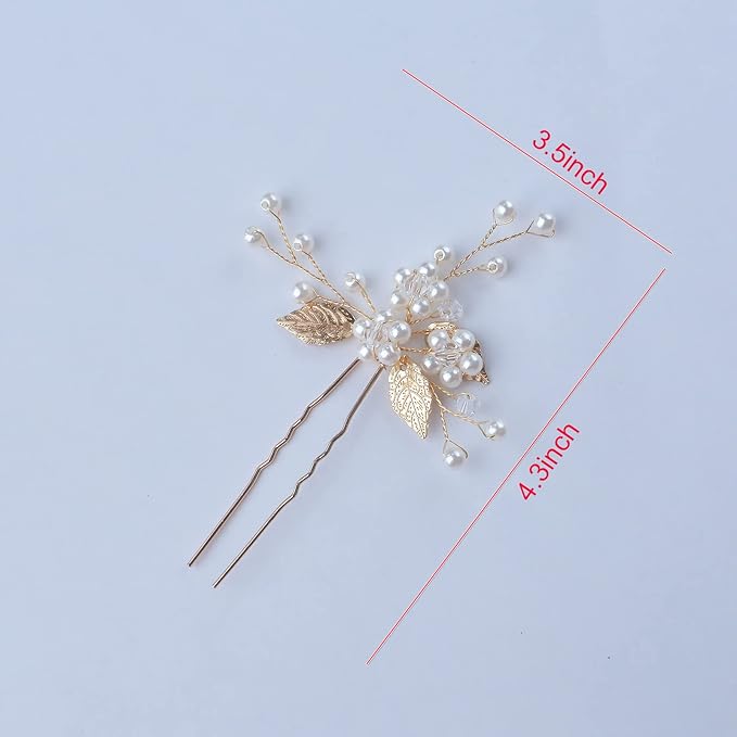 Hair Accessories, 3pcs Gold Hair Pins for Women's Wedding, Bridesmaid, Flower Girl (Gold)