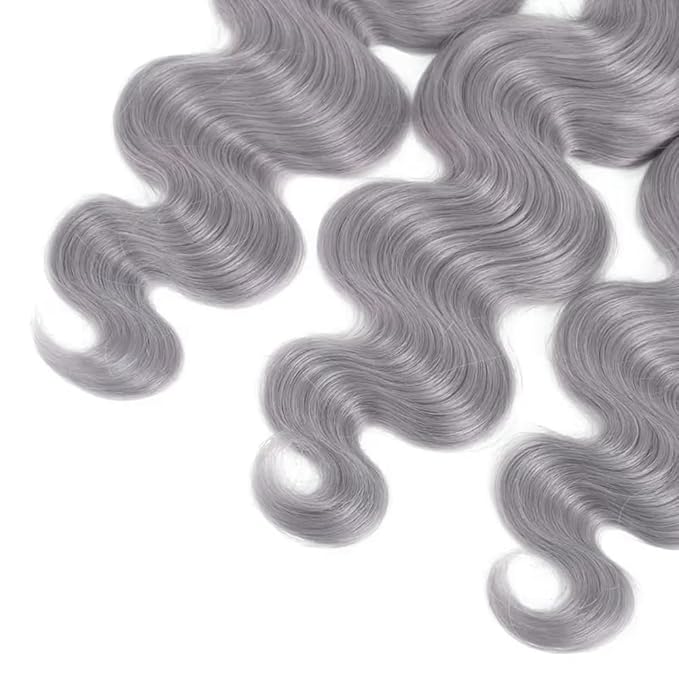 Grey Body Wave Bundle Light Grey Bundles Human Hair Silver Bundle Niegmeag Double Weft Virgin Remy Pure Gray Human Hair Bundle 300g