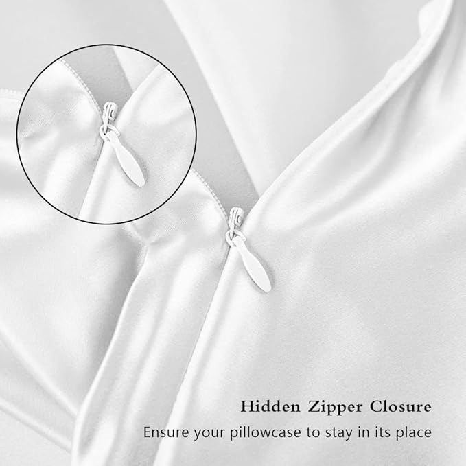 Silk Pillowcase for Hair and Skin, Mulberry Silk Pillow Cases Queen Size, Anti Acne Cooling Beauty Sleep Both Sides Natural Silk Satin Pillowcases with Hidden Zipper, Gifts for Women Men, White