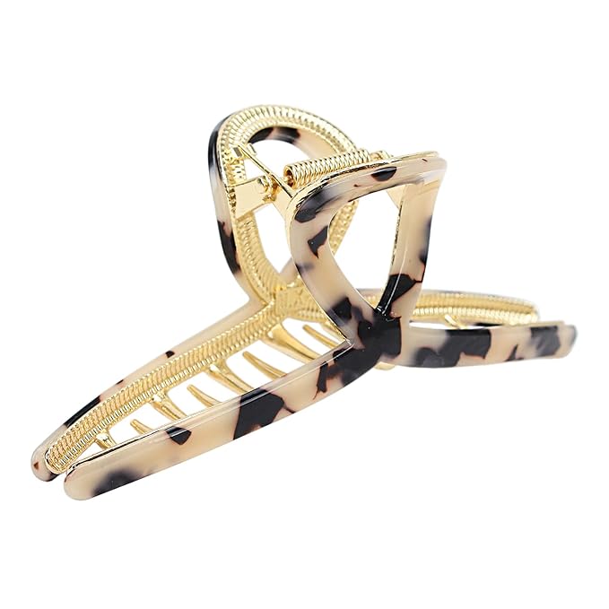 Big Hair Claw Clips Butterfly Hair Clips for Women 4.7" Large Acetate Metal Hair Claw Clip for Girls Hair Accessories for Long Thick Hair (Light leopard)