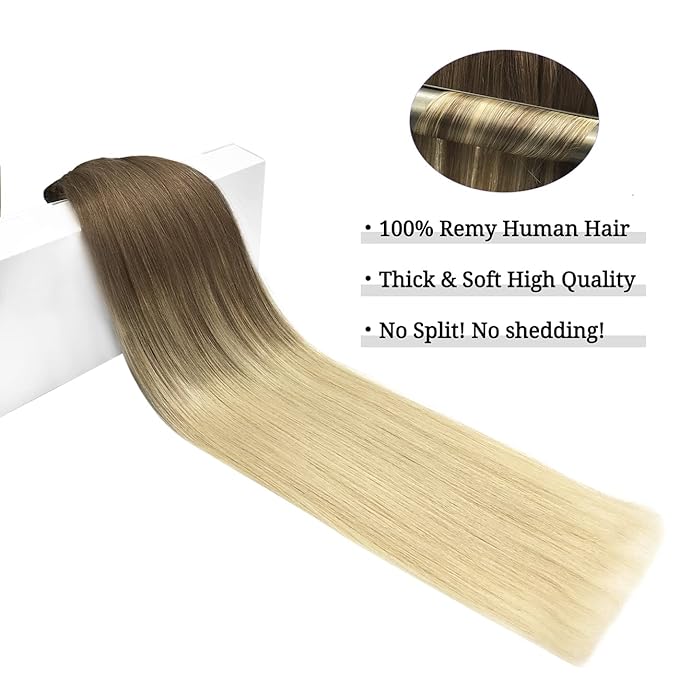 DOORES Hair Extensions Clip in Human Hair - Ash Brown to Platinum Blonde, 24 Inch, 9pcs 150g, Thick Straight Natural Real Hair