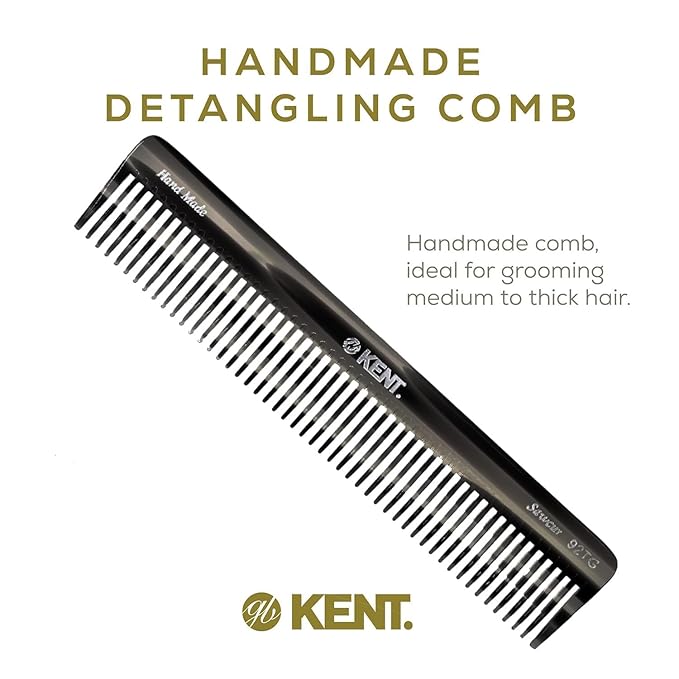 Kent 92T Black Graphite Wide Tooth Women’s Detangler Comb for Curly, Wavy, and Thick Hair – Ideal for Use on Wet Hair – Gentle, Shower Comb for – Anti-Static, Smooth - Styling Tool by Kent