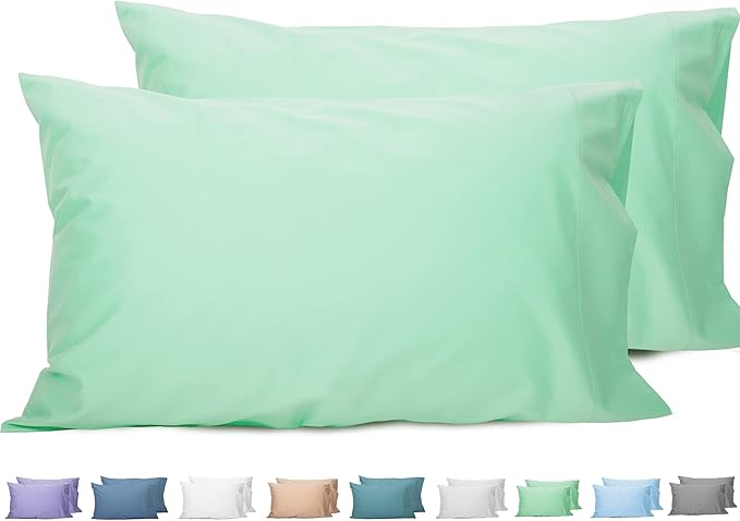 Sunflower Queen Pillowcases Set of 2, 100% Cotton Queen Pillow Cases 2, 20×30 inches Zephyr Green, Soft and Breathable