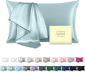 Mulberry Silk Pillowcase for Hair and Skin Pillow Case with Hidden Zipper Soft Breathable Smooth Cooling Silk Pillow Covers for Sleeping (Haze Blue, King（20"X 36"）)
