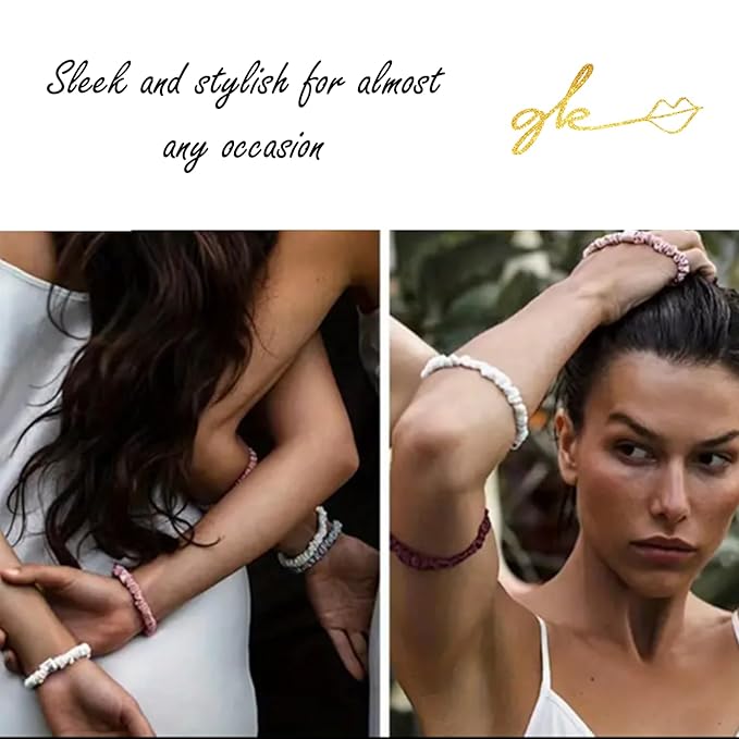 Silk Scrunchies for Women No Damage Mulberry Silk No Slip 4 Pack-Elastic Ponytail Girls Hair Ties | Skinny Hair Ties for Thin Thick Wavy or Curly Hair | No Crease for Sleep and Sports (4, Everyday)