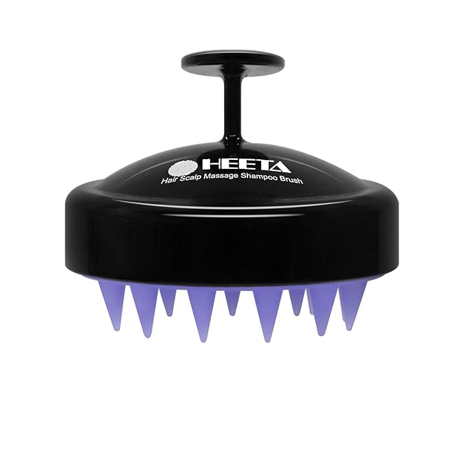 HEETA Scalp Massager Hair Growth, Soft Silicone Scalp Scrubber Shampoo Brush for Exfoliation, Dandruff Removal Head Massage Stress Relax, Wet & Dry Use for Thick Thin Curly Hair Care, Black