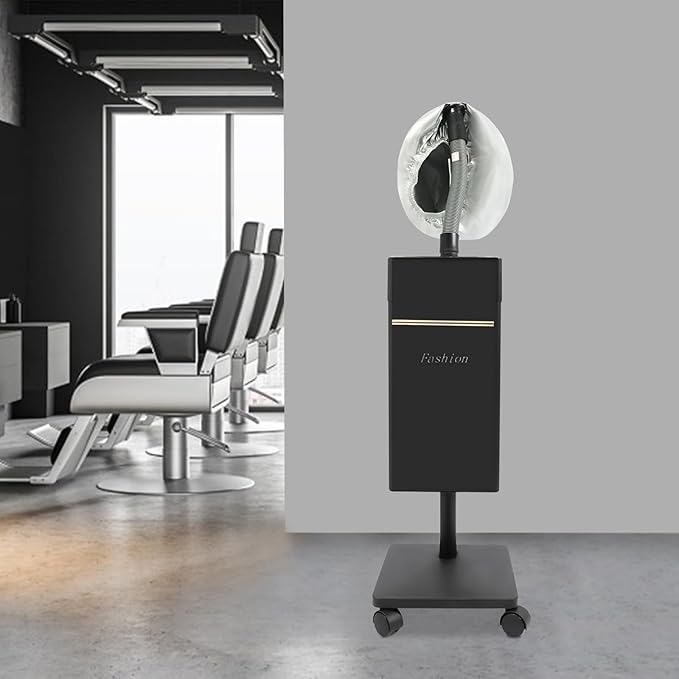 Nano Hair Steamer, Multi-Function Micro-Mist Hair Steamer, Hair Color Processor with Universal Wheel for Deep Care Hair Repair Salon Spa (B-Lack)