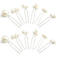 U Shaped Pearl Hair Pins for Wedding, Elegant Updo Hair Accessories for Bridal or Women, Set of 12 (Silver)