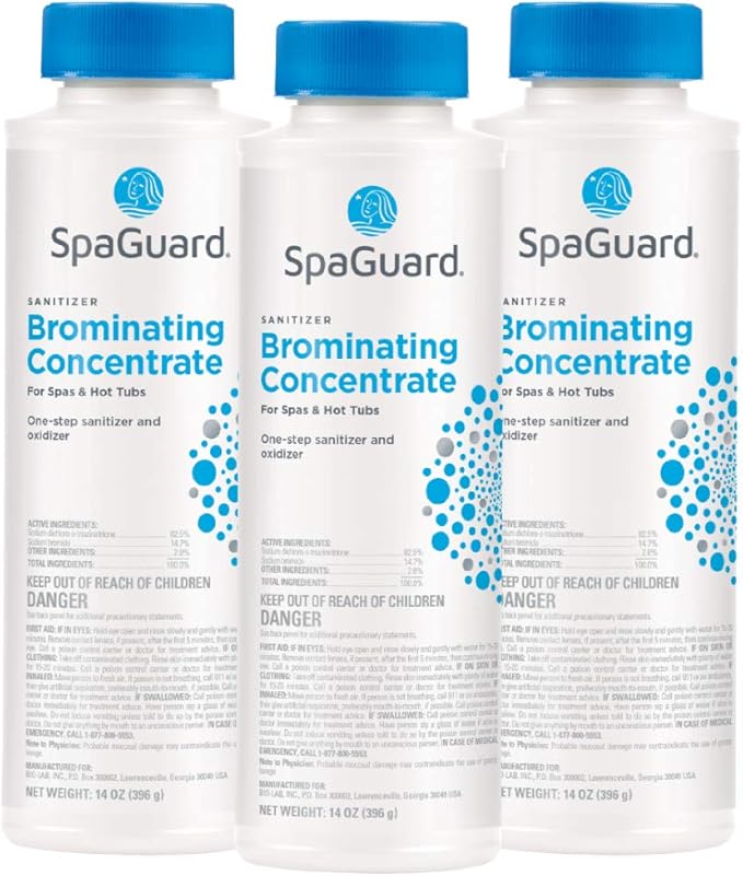 SpaGuard Brominating Concentrate for Spas & Hot Tubs, 14 oz, Pack of 3, One-Step Sanitizer & Oxidizer, pH Neutral, Easy to Use, Fast-Dissolving Brominating Granules