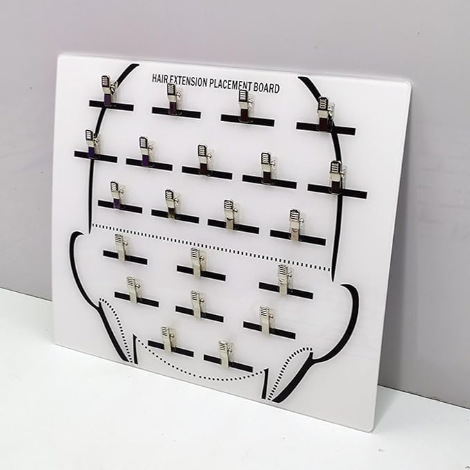 Acrylic Hair Extension Holder Board – Sturdy Styling Sectioning Plate with Clips for Hairpieces, Wigs, Wefts – Professional Salon Display & Storage Tool for Hair Extensions – Ideal for Home or Barber