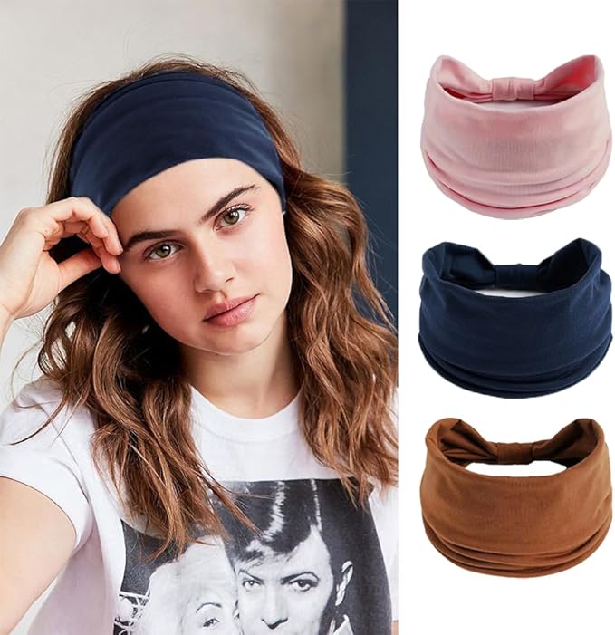 Headbands for Women,Wide Elastic Hair Bands for Women's Hair, Non-Slip Soft Stretchy Headband for Washing Face, Makeup, Workout, Yoga