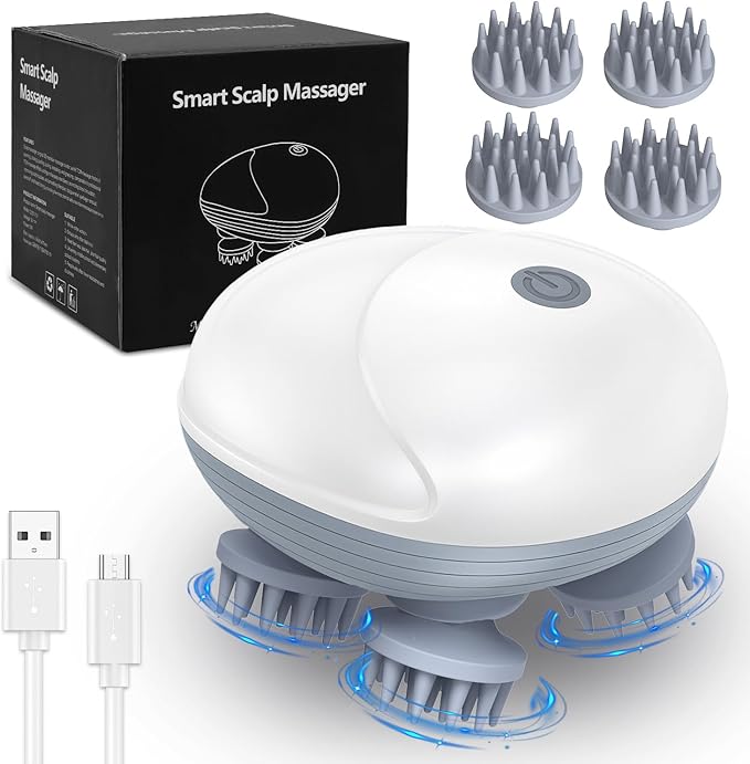 Cat Massager, Electric Scalp Massager, Head Massager with 4 Massage Heads, Back and Scalp Massager Relieving Tight Stiffness Muscles, Promote Bonding