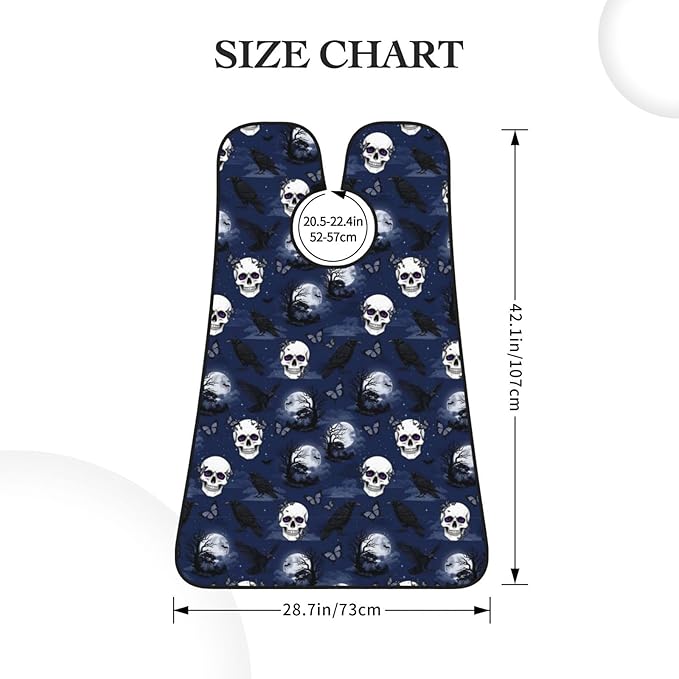 Ultimate Shaving Bib, Beard Trimming Apron with Hair Catcher, Halloween Full Moon Raven Goth Skulls