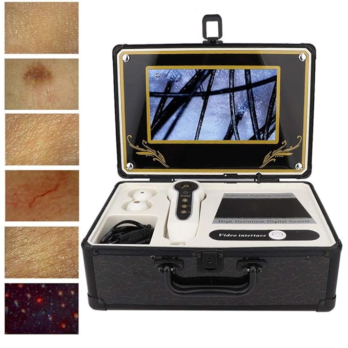 Hair Analyzer Machine, Hair Scalp Skin Oil and Analysis LCD Screen Hair Skin Analyzer Machine 50X 200X Skin Hair Scalp Detector Analyzer Microscope Skin Care Tool(US)
