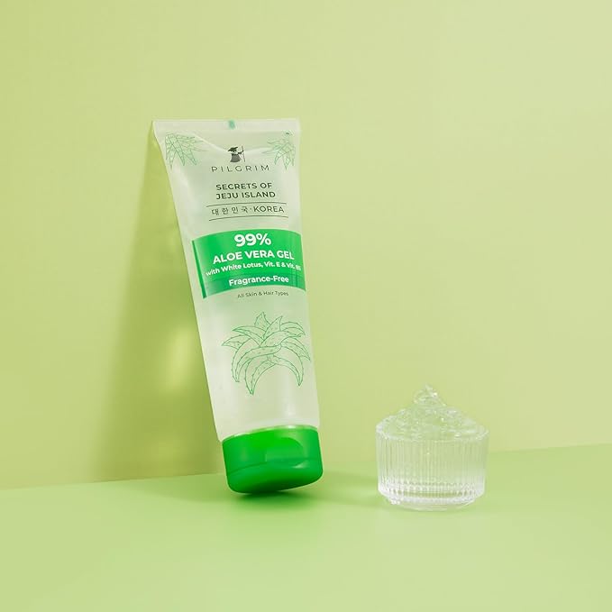 Pilgrim 99% Pure Aloe Vera Gel with Vitamin E and B5 | Natural Hydrating Pure Aloe Vera for Hydrating and Soothing Skincare| Fragrance Free I For Women and Men | 6.76oz, 200ml