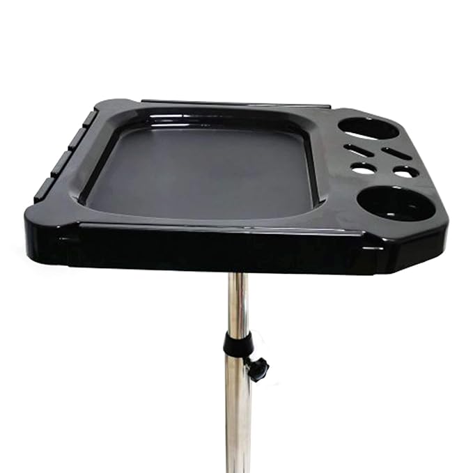 Aluminium Salon Instrument Tray, Height Adjustable Trolley Cart Tray Station on Wheels for Salon Tattoo Spa Beauty Service Holder Tool Storage (Silver,Style 4)