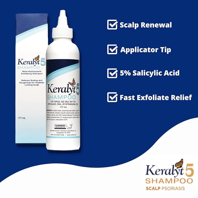 5 Anti-Dandruff Shampoo - Max Strength 5% Salicylic Acid Scalp Build-Up Clearing - Promotes Relief from Dandruff, Psoriasis, Seborrheic Dermatitis, Dryness, and Itchiness, 177 milliliters