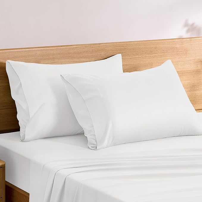 TOSMO Luxury Pillow Case Set of 2 - Cooling Viscose Derived from Bamboo, Oeko-TEX, Breathabl Silky Soft Pillow Cases with Envelope Closure (King / 20x36, Classic White)