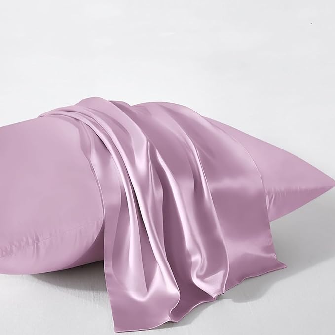 100% Mulberry Silk Pillowcase for Hair and Skin Made in USA, Pure 22 Momme Silk, Acne Pillowcase with Zipper, Hypoallergenic, Cooling, Anti Wrinkle, 1 Pc 20"x26" (Standard, Purple)