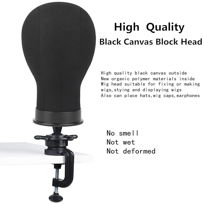 Wig Head 22Inch Canvas Block Head Wig Stand with Mannequin Head for Making Wigs Display Styling