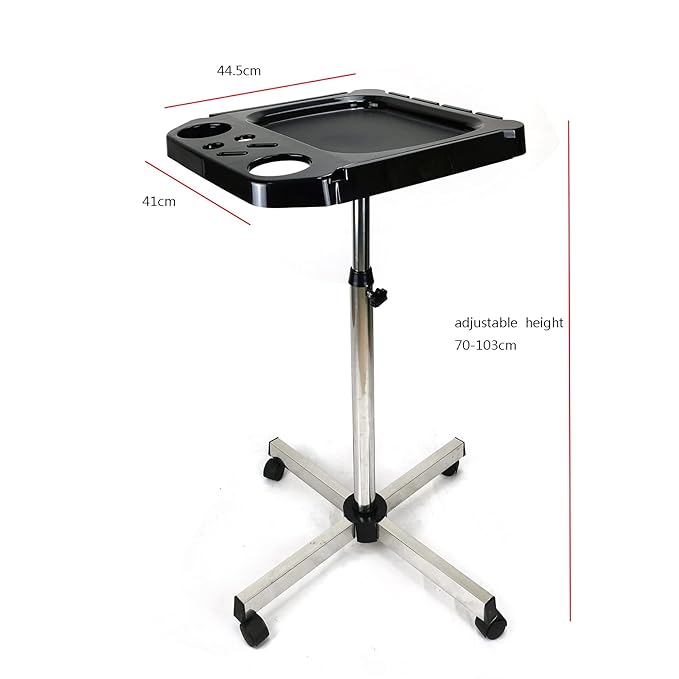 Aluminium Salon Instrument Tray, Height Adjustable Trolley Cart Tray Station on Wheels for Salon Tattoo Spa Beauty Service Holder Tool Storage (Silver,Style 4)