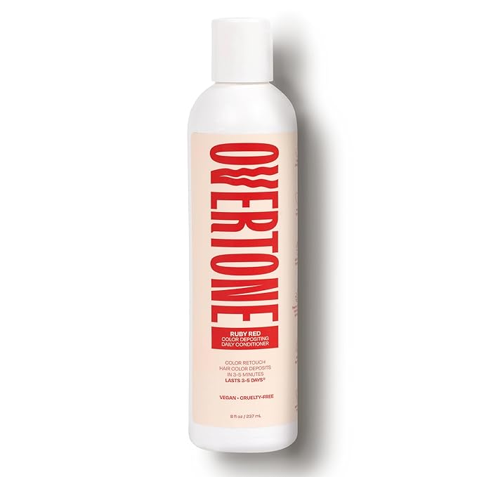 oVertone Daily Color Depositing Conditioner: 8oz Temporary Coloring Conditioner with Shea Butter & Coconut Oil, Refresh Color & Prevent Fading, Vegan & Cruelty-Free, Extreme Red is Ruby Red