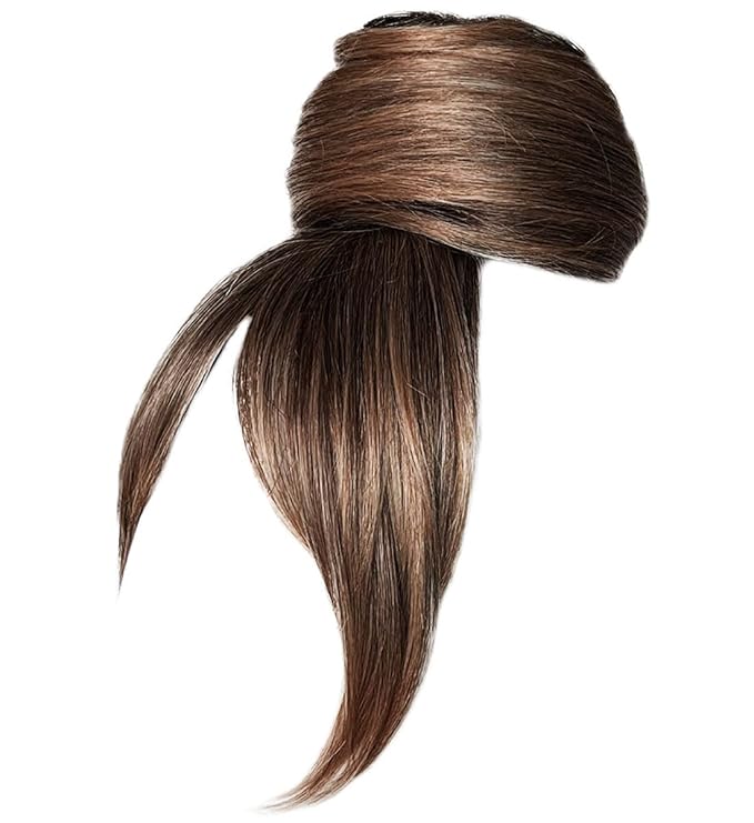 Hairuwear Hairdo Trendy Fringe and Bun Hairpiece With Fashionable Bangs and Side Piece, SS12/22 Rooted Cappuccino
