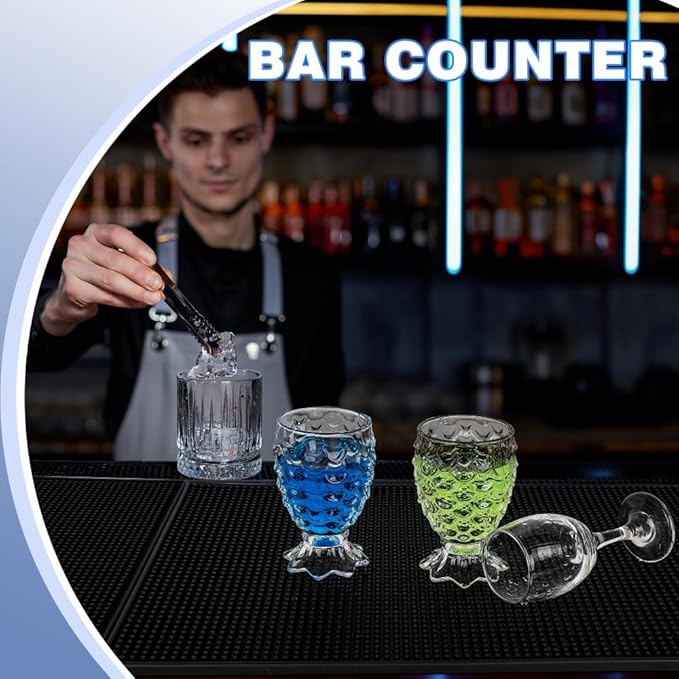 3Pack Rubber Bar Mat Thick Rubber Bar Service Spill Bar Mats for Home Bar or Restaurant Nonslip Flexible Barber Mats for Clippers (24" x 12" x 0.3"+18" x 12" x 0.3"+12" x 6" x 0.3")