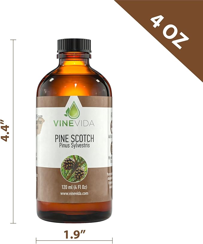VINEVIDA Pine Scotch Essential Oil 4 oz - Undiluted Oil - DIY Candle Scents - Bulk Oil for Soap Making - Safe for Skin