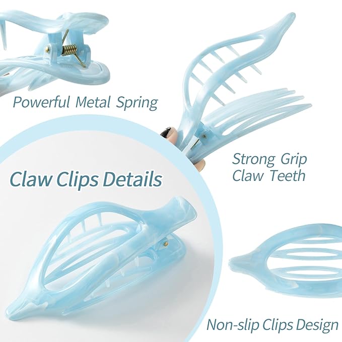 6 Packs Flat Claw Clips for Women, French Concord Flat Hair Clip, Matte Hair Claws Clip for Thin Thick Hair, Lay Down Claws Clips, Durable Strong Hold Hair Clip, Christmas Gifts (Colorful)