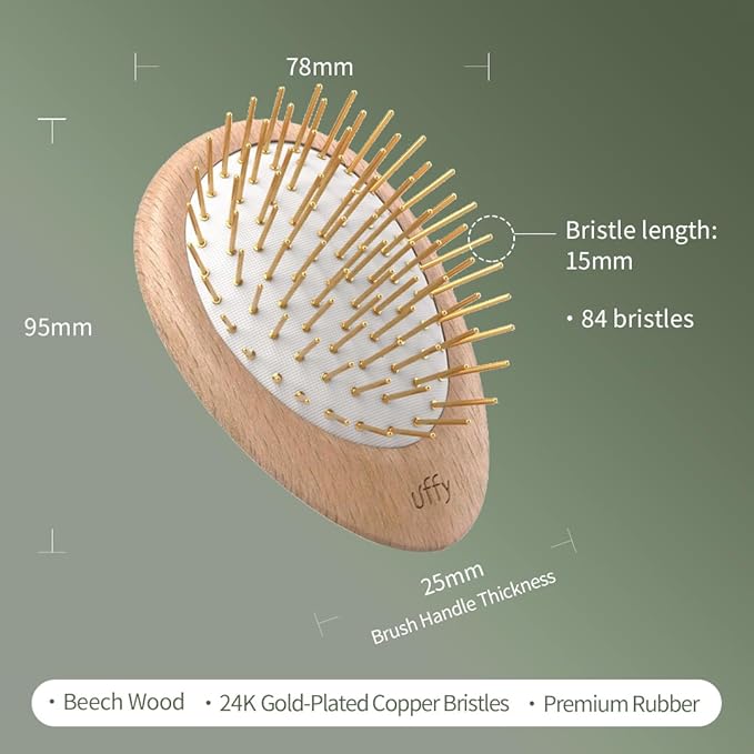 Uffy Acubrusher – 24K Gold-Plated Gua Sha Hair Brush | Ergonomic Scalp Massager for Dandruff & Hair Growth | For All Hair Types | Ideal Gift Choice in Violet Purple