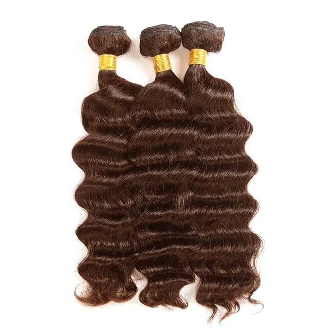 24 26 28 Inch Color 4 Bundles Human Hair Chocolate Brown Deep Wave Bundles Brazilian Virgin Remy Hair Extensions Niegmeag Double Weft Soft and Silky Color 4 Deep Wave Bundle 300g