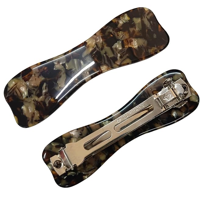 Hair Clips for Women,3.5 Inch Acetate Medium Hair Claw Clips for Women Thin Thick Curly Hair,Strong Hold No Slip Grip,French Classic Multicolor （Dark Brown Tortoiseshell Bow）