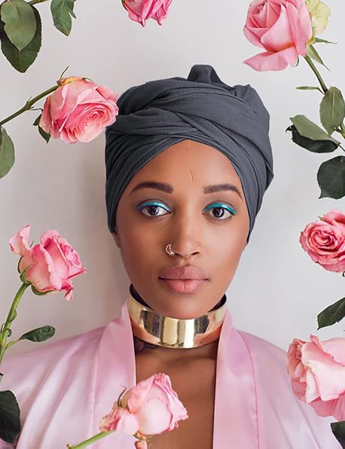Harewom Head Wraps for Black Women Stretch Head Scarf Long African Hair Wraps Turban Headwraps Jersey Headbands