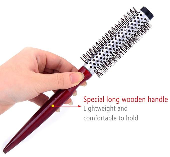 PERFEHAIR Small Round Hair Brush for Blow Drying With Soft Nylon Bristles, 1.6 Inch, for Short or Medium Curly Hair-Red