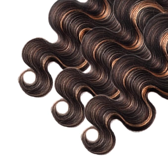 Light Brown Body Wave Bundles Human Hair Ombre Brown Bundles 24 26 28 Inch Niegmeag Brazilian Virgin Remy Hair Extensions Double Weft Highlight P1B30 Body Wave Bundle Hair Weave